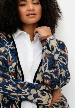 Sheego Offener- Cappotto Classico - Nachtblau Gemustert -Sheego Negozio 001087cba63a474a8f9ba7e747142bbd