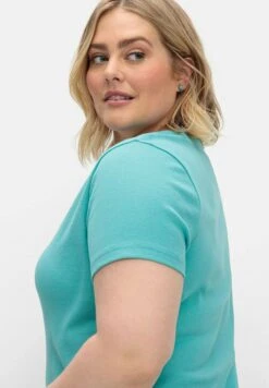 Sheego T-Shirt Basic - Aqua -Sheego Negozio 07d6ed5aa91849b6b729d60033ee5f83