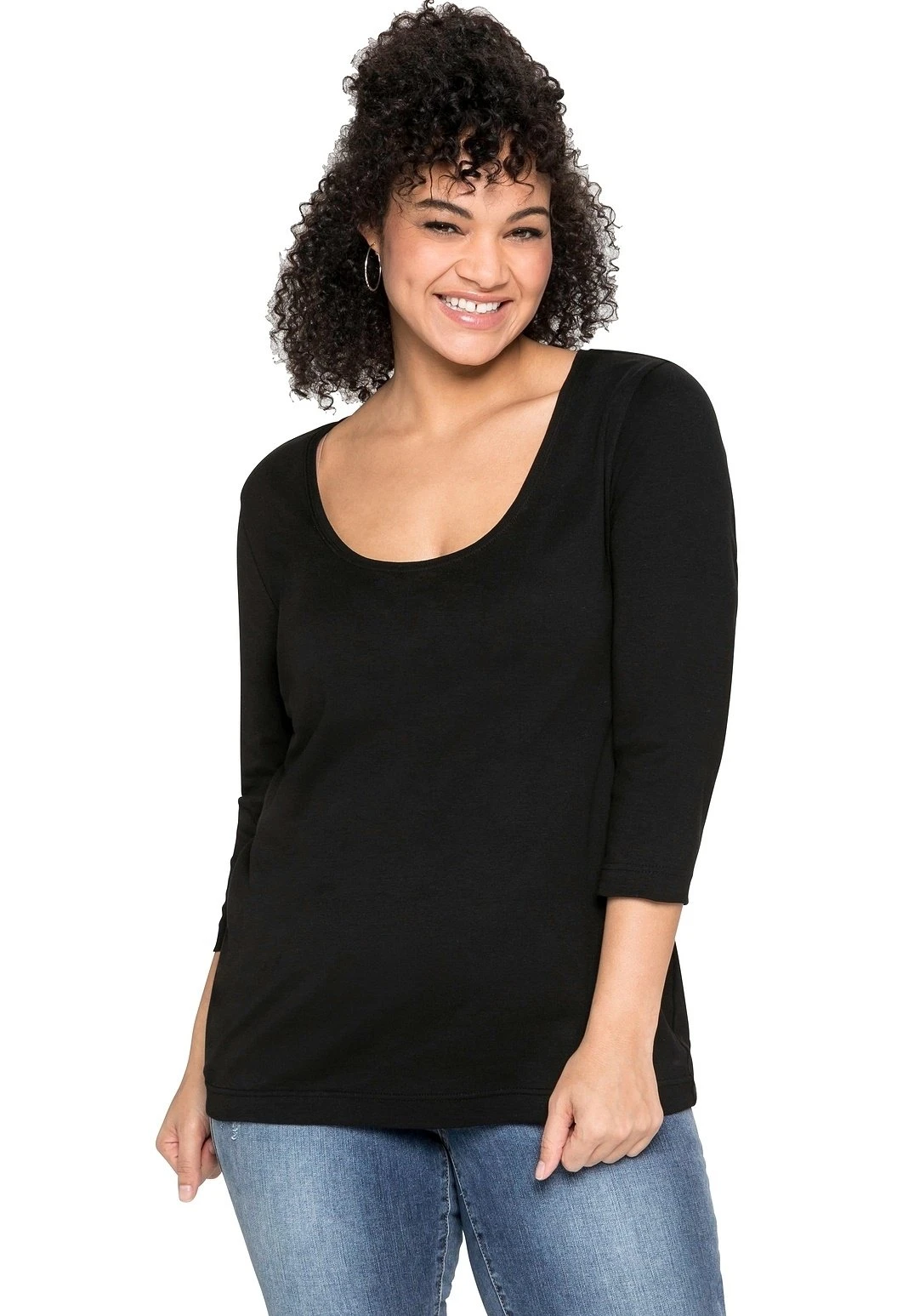 Sheego Maglietta A Manica LungaSchwarz Donna T-shirt E Top SHI21D0DK-Q11 3 Sheego Maglietta A Manica LungaSchwarz Donna T-shirt E Top SHI21D0DK-Q11