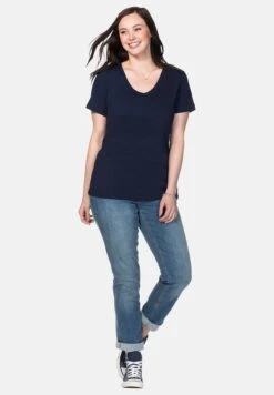 Sheego T-Shirt BasicMarine Donna T-shirt E Top SHI21E08E-K11 -Sheego Negozio 2def0700ccfd4e3b9d80cf1ed8b0e863