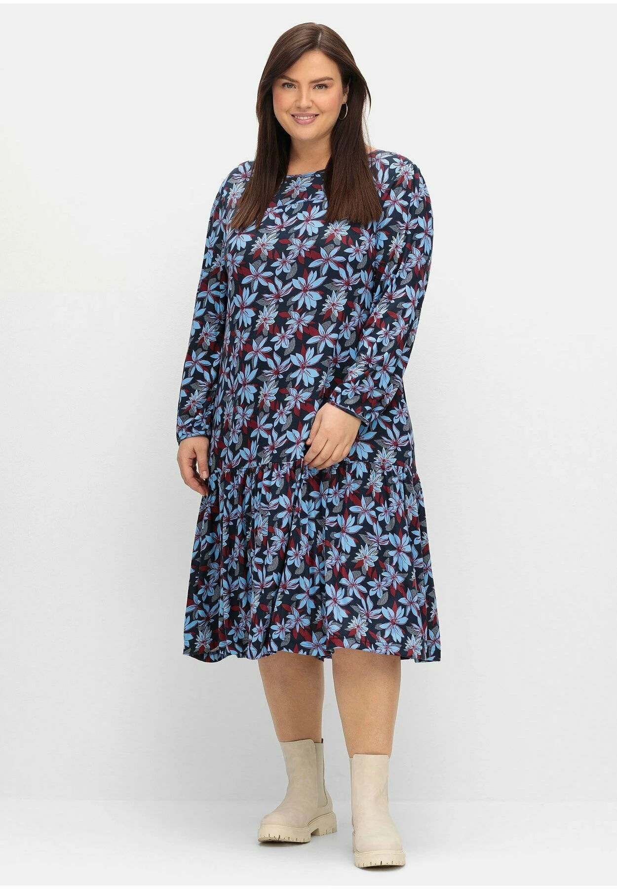 Sheego Vestito Di MaglinaNachtblau Gemustert Donna Vestiti SHI21C0UE-K11 3 Sheego Vestito Di MaglinaNachtblau Gemustert Donna Vestiti SHI21C0UE-K11