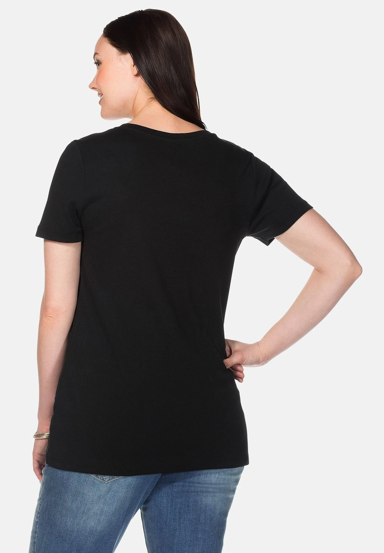 Sheego T-Shirt BasicBlack Donna T-shirt E Top SHI21E08E-Q11 5 Sheego T-Shirt BasicBlack Donna T-shirt E Top SHI21E08E-Q11 - immagine 3