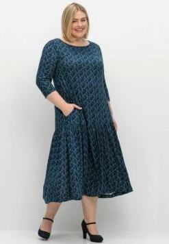 Sheego Vestito Di MaglinaNachtblau Gemustert Donna Vestiti SHI21C0U6-K11