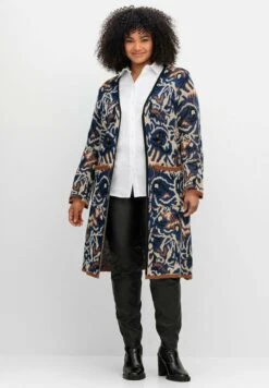 Sheego Offener- Cappotto Classico - Nachtblau Gemustert