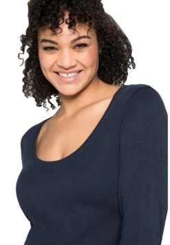 Sheego Maglietta A Manica LungaMarine Donna T-shirt E Top SHI21D0DK-K11 -Sheego Negozio 84df7bc9d96e4b08ae0405b6422666ad