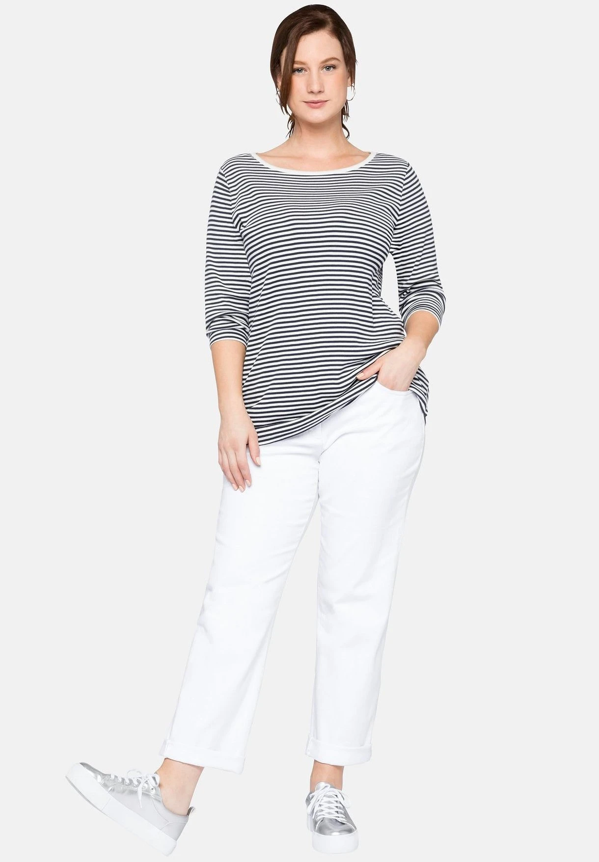 Sheego Maglietta A Manica LungaMarine Donna T-shirt E Top SHI21D06X-K12 4 Sheego Maglietta A Manica LungaMarine Donna T-shirt E Top SHI21D06X-K12 - immagine 2