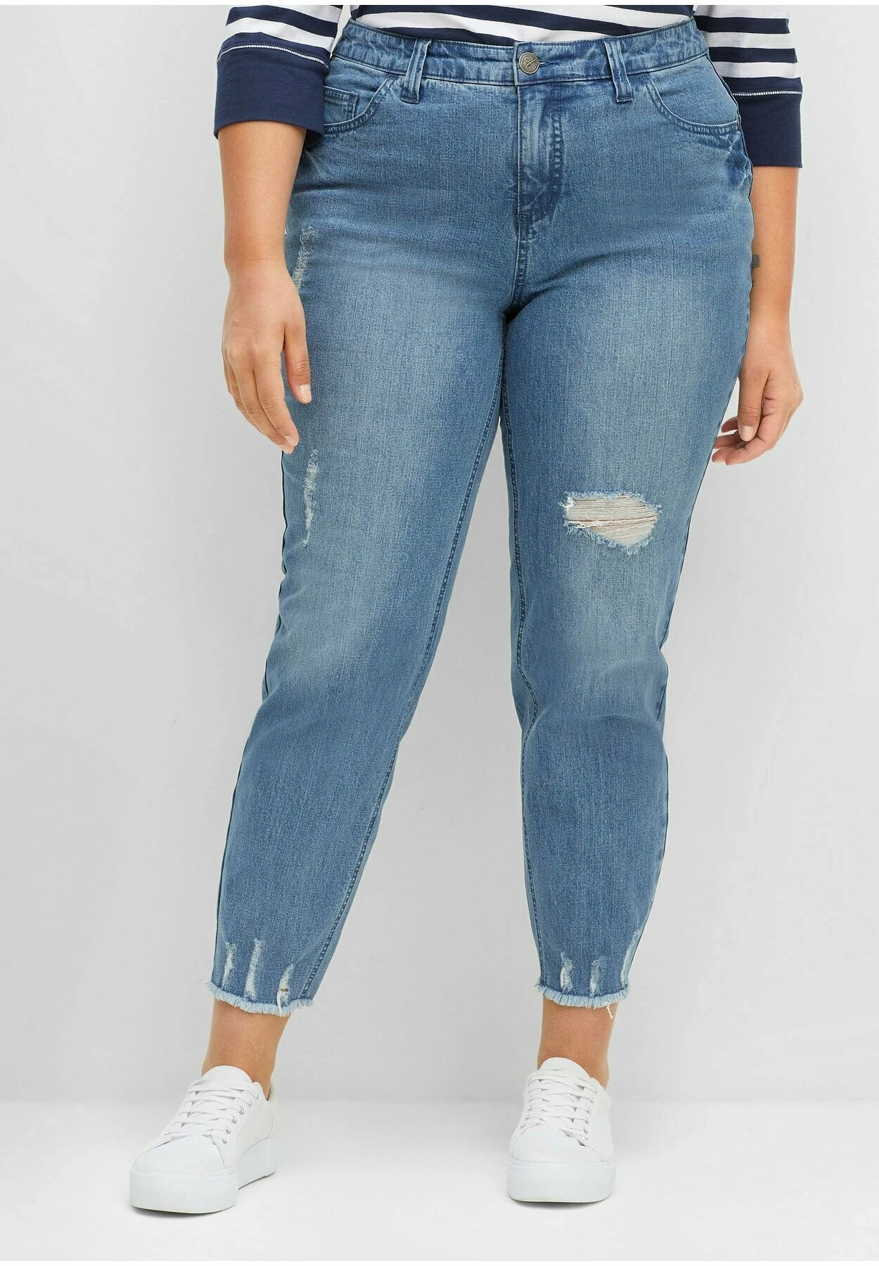 Sheego Jeans Tapered Fit - Blue Used Denim 3 Sheego Jeans Tapered Fit - Blue Used Denim