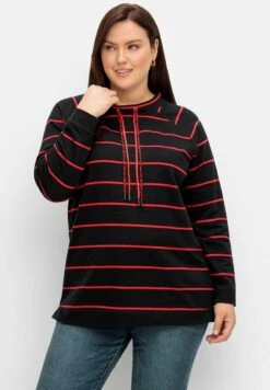 Sheego GestreiftesFelpaSchwarz Rot Donna Felpe SHI21J078-G11