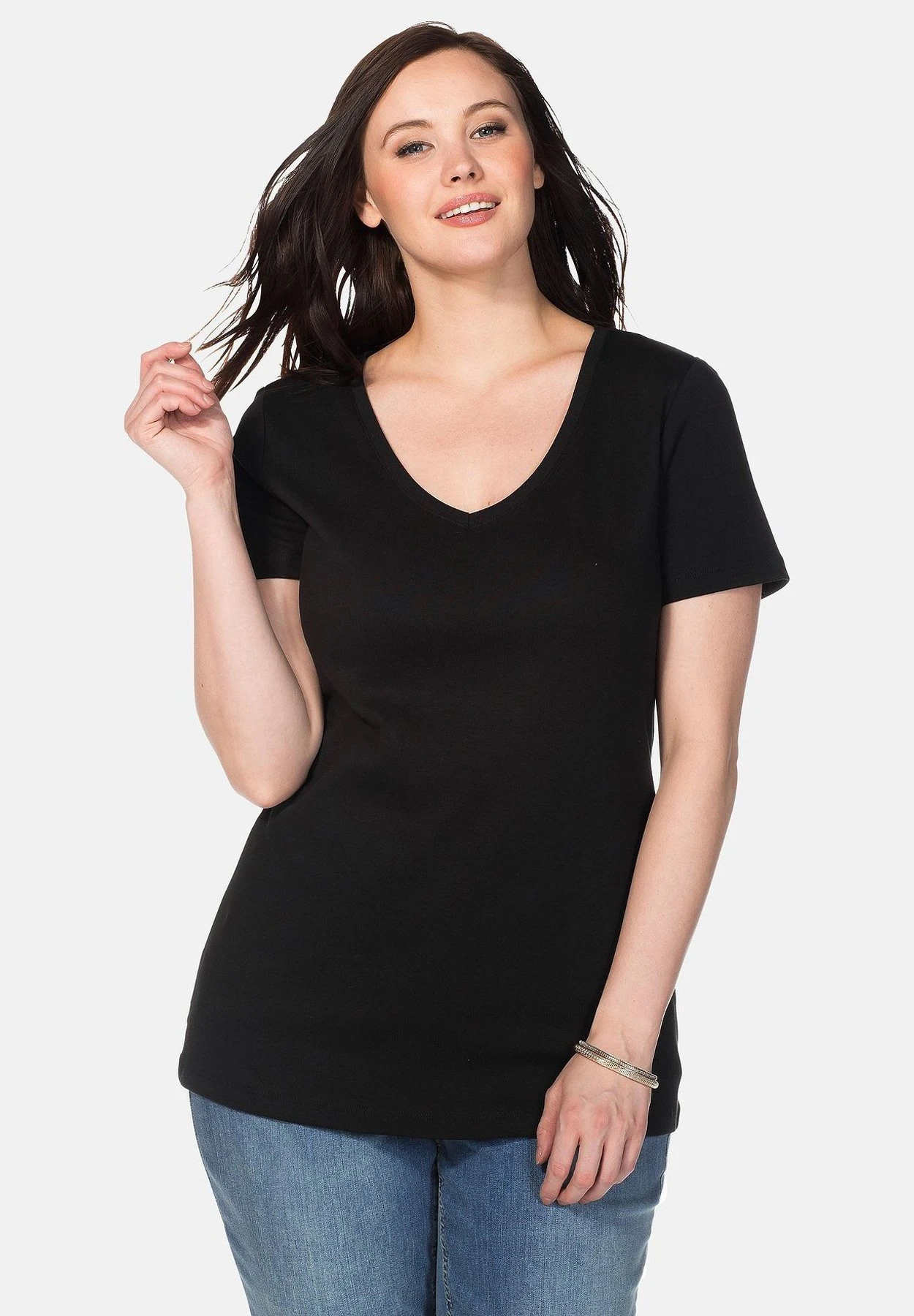 Sheego T-Shirt BasicBlack Donna T-shirt E Top SHI21E08E-Q11 3 Sheego T-Shirt BasicBlack Donna T-shirt E Top SHI21E08E-Q11