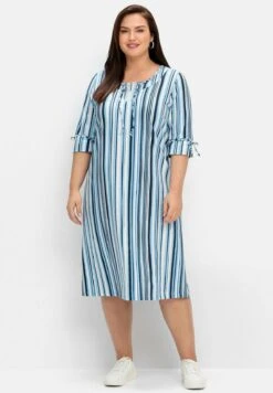 Sheego MidiVestito Di MaglinaBlau Gestreift Donna Vestiti SHI21C0TP-K11