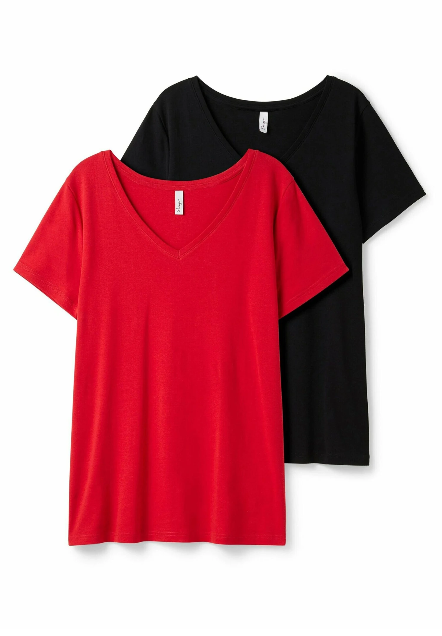 Sheego 2 PackT-Shirt BasicSchwarz/Mohnrot Donna T-shirt E Top SHI21D0PO-Q11 6 Sheego 2 PackT-Shirt BasicSchwarz/Mohnrot Donna T-shirt E Top SHI21D0PO-Q11 - immagine 5