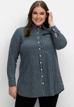 Sheego Long - Camicia - Nachtblau Gestreift