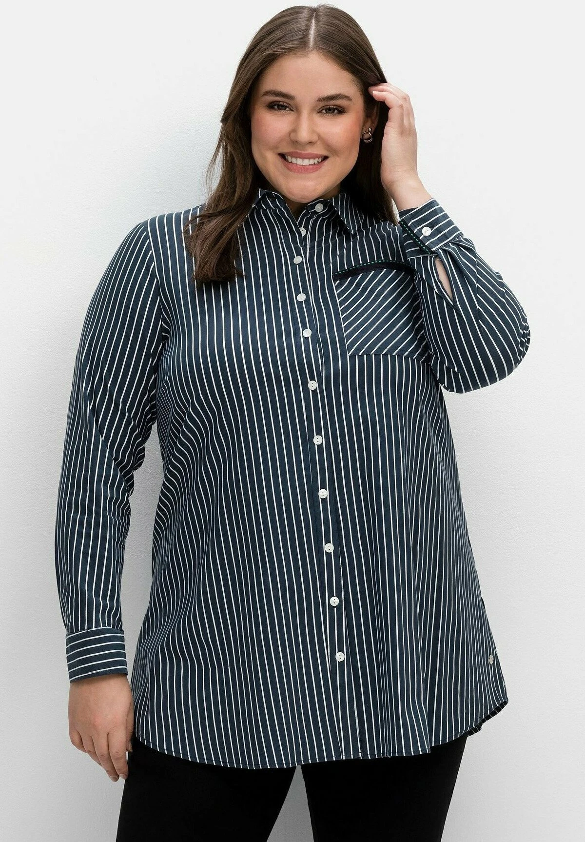 Sheego Long - Camicia - Nachtblau Gestreift 3 Sheego Long - Camicia - Nachtblau Gestreift