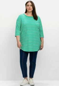 Sheego Maglietta A Manica LungaBlattgrün Weiß Donna T-shirt E Top SHI21D01H-M11 -Sheego Negozio dcb43e7810644d4f999ed71062fe7632