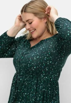 Sheego Vestito Di Maglina - Tiefgrün Gemustert -Sheego Negozio e583f7c0a12c48bb94f42dda78d8a328