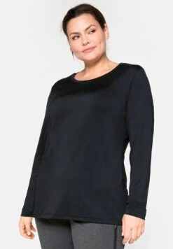 Sheego Maglietta A Manica LungaSchwarz Donna T-shirt E Top SHI41D009-Q11