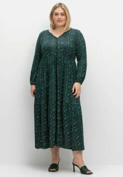 Sheego Vestito Di Maglina - Tiefgrün Gemustert