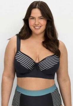 Sheego Bikini Pezzo Sopra - Marine Gestreift